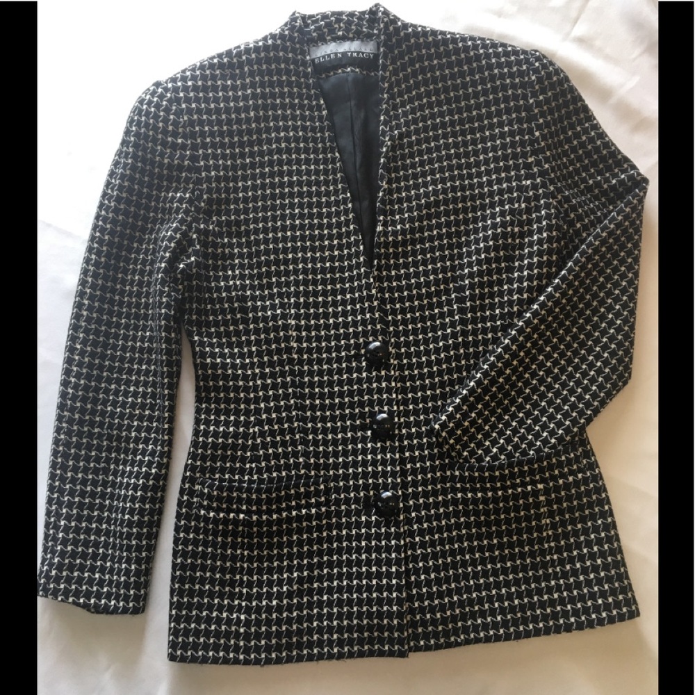 ELLEN TRACY Linda Allard BLAZER BLACK WHITE
